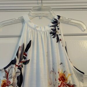 Pretty, tie neck long summer dress.